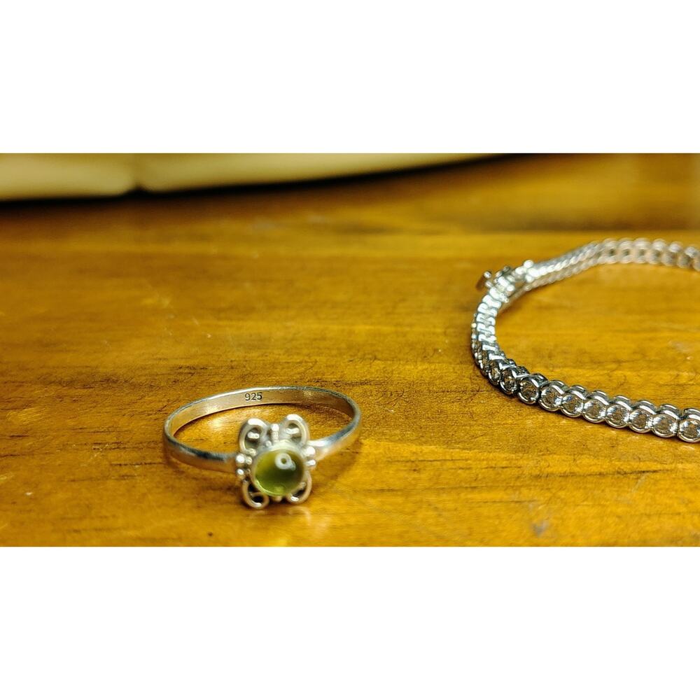 Lot Of 3 Pieces Jewelry Sterling Bracelet, Sterling Ring,Marked M Brooch - Picture 10 of 12